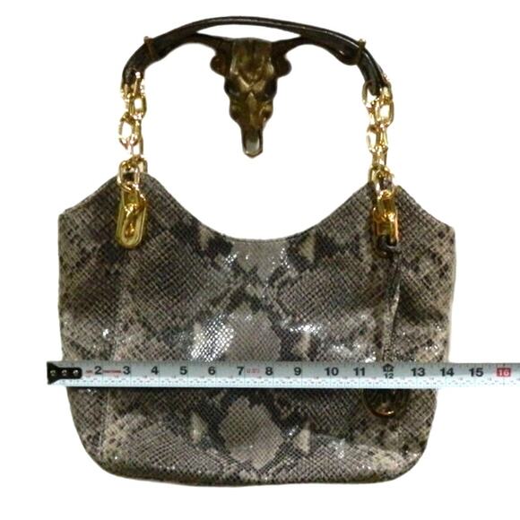 Michael Kors Gray Python Design Handbag Purse w Dust Cover - Picture 6 of 7